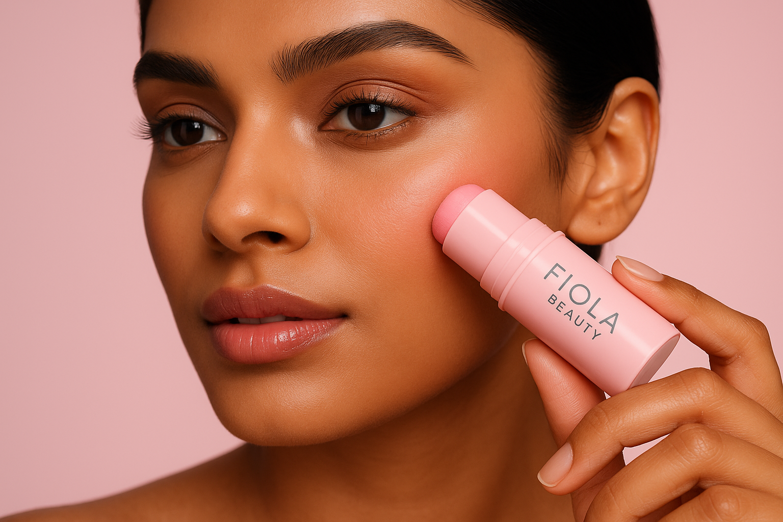 Fiola Beauty Blush Application - Close-up